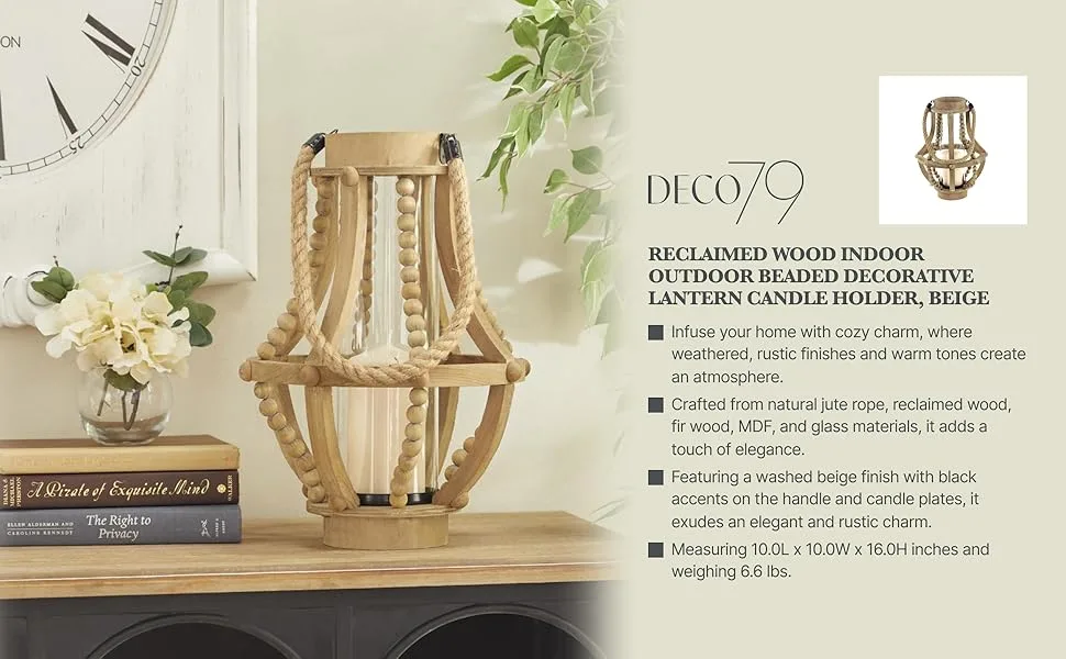 Deco 79 Wooden Lantern Set image 3