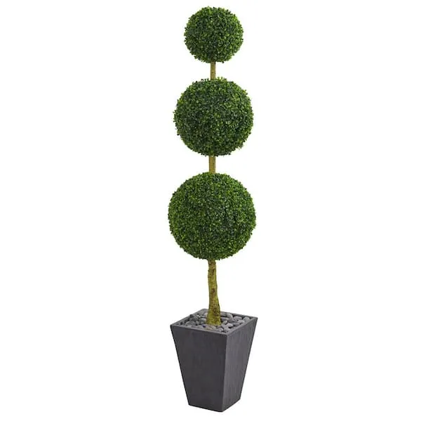 Nearly Natural Boxwood Topiary Set